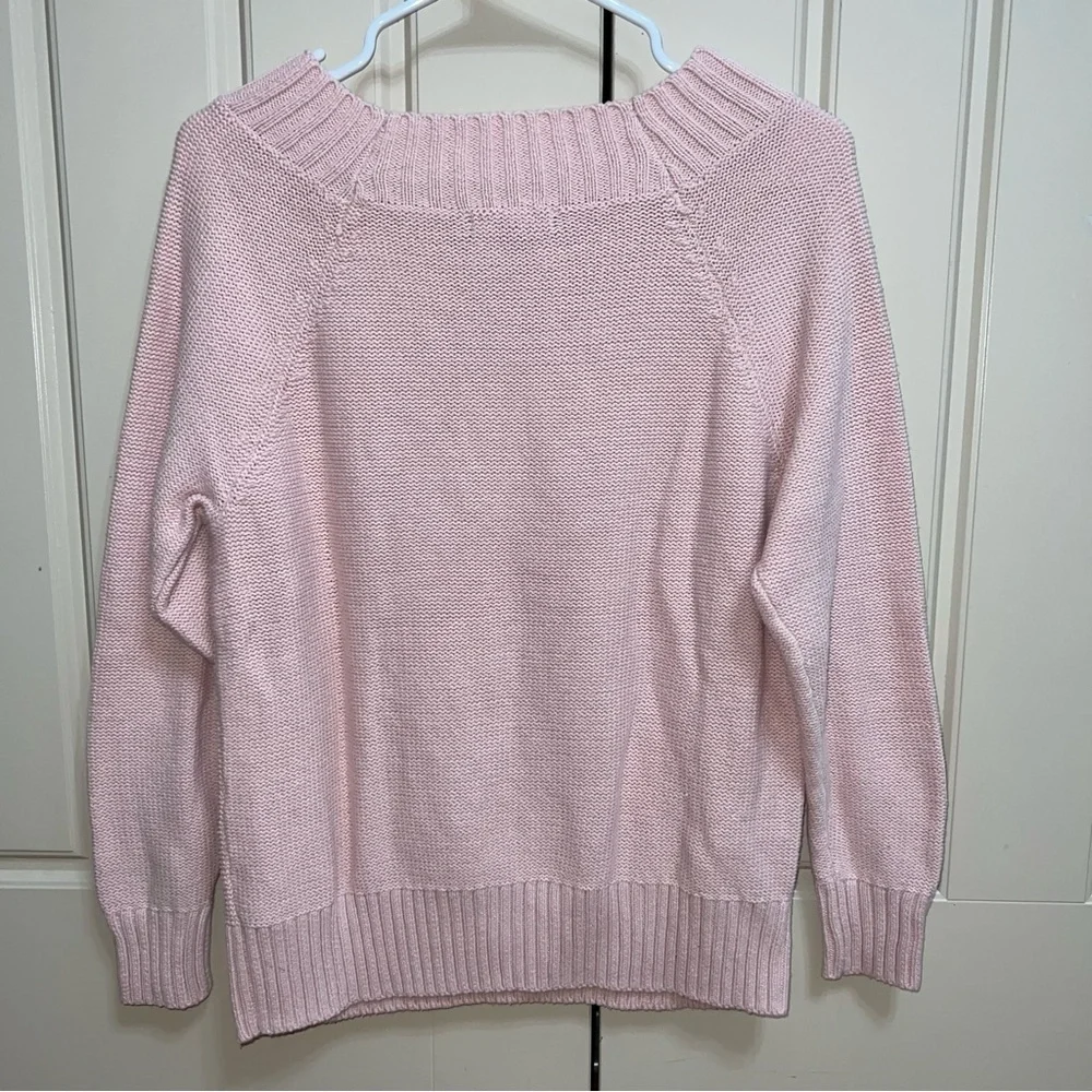 Chaps Light Pink Cable Knit Boat Neck Cotton Sweater Size Small